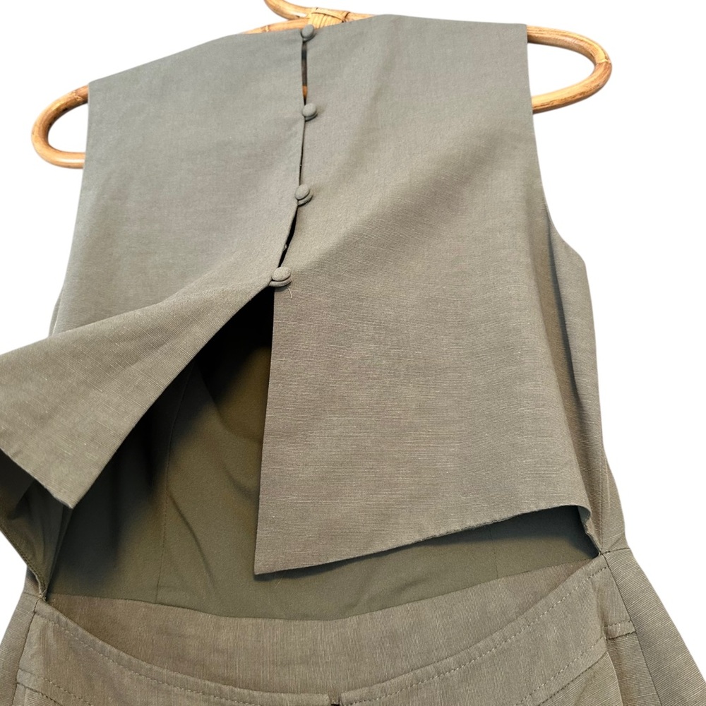 Club Monaco | Sage Green Linen Blend Wide Leg Lynall Jumpsuit Size 0 - Picture 7 of 10